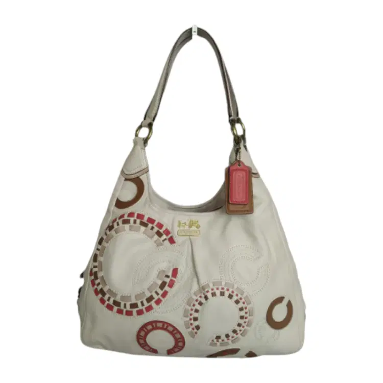 Coach F22280 C Pattern White Shoulder Bag-Hover-Image