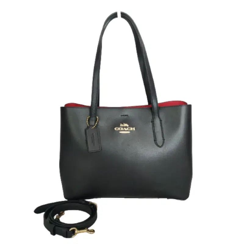 Coach Avenue Black & Red Leather Carryall Tote