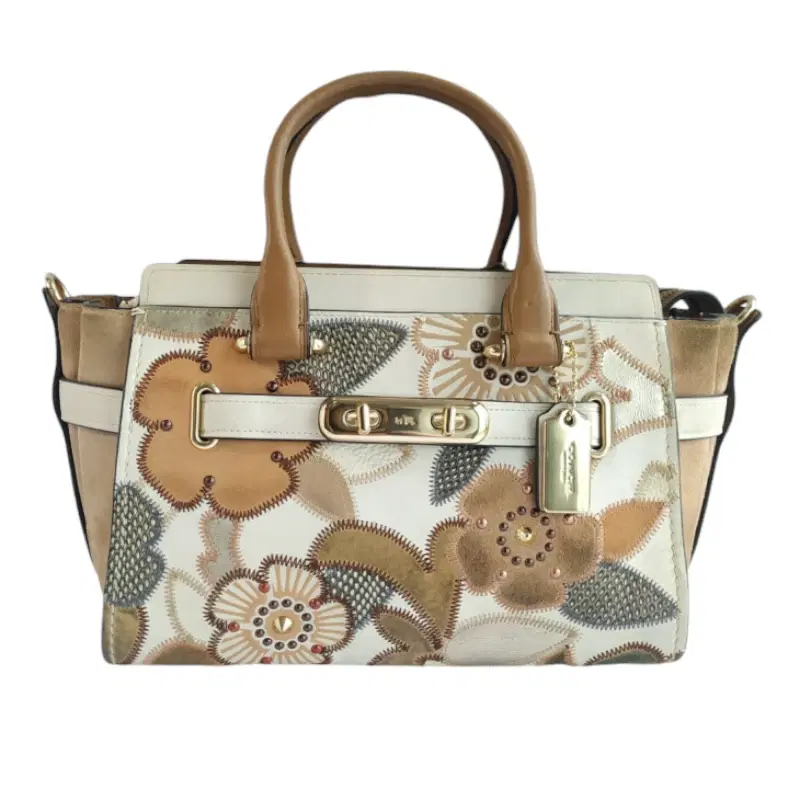 Coach Swagger 27 With Patchwork Tea Rose And Snakeskin Detail Bag