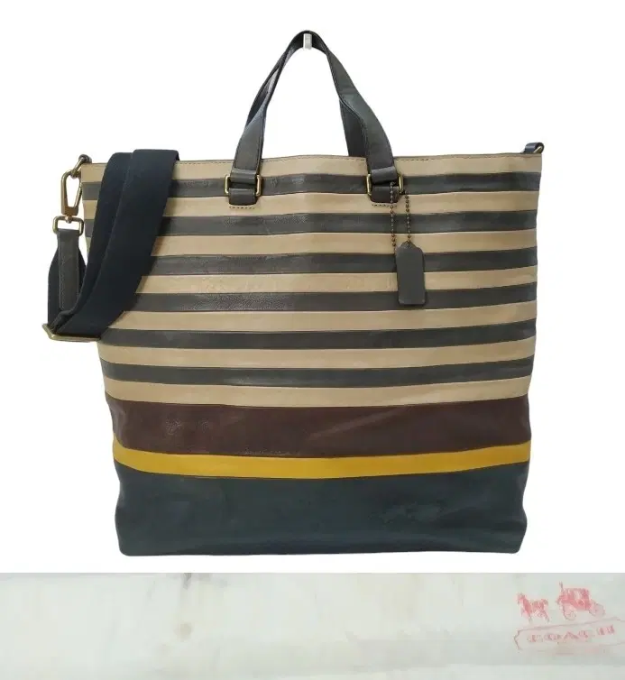 Coach Large Stripe Tote Bag With Long Strap