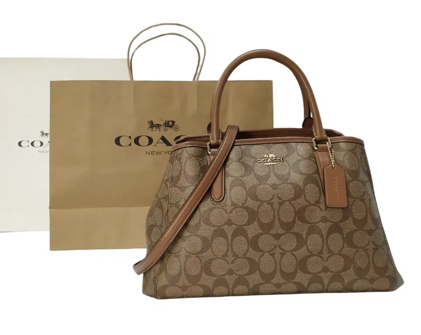 Coach Beige/Brown Signature Coated Canvas and Leather Margot Carryall Satchel
