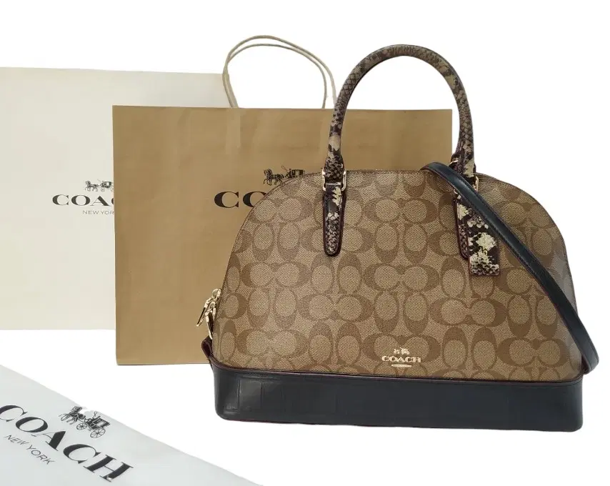 Coach 58287 Sierra Satchel Signature PVC Handbag Light Khaki Chalk