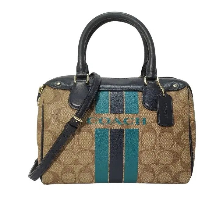 Coach Varsity Stripe Mini Bennett Satchel Shoulder Bag Khaki/Midnight