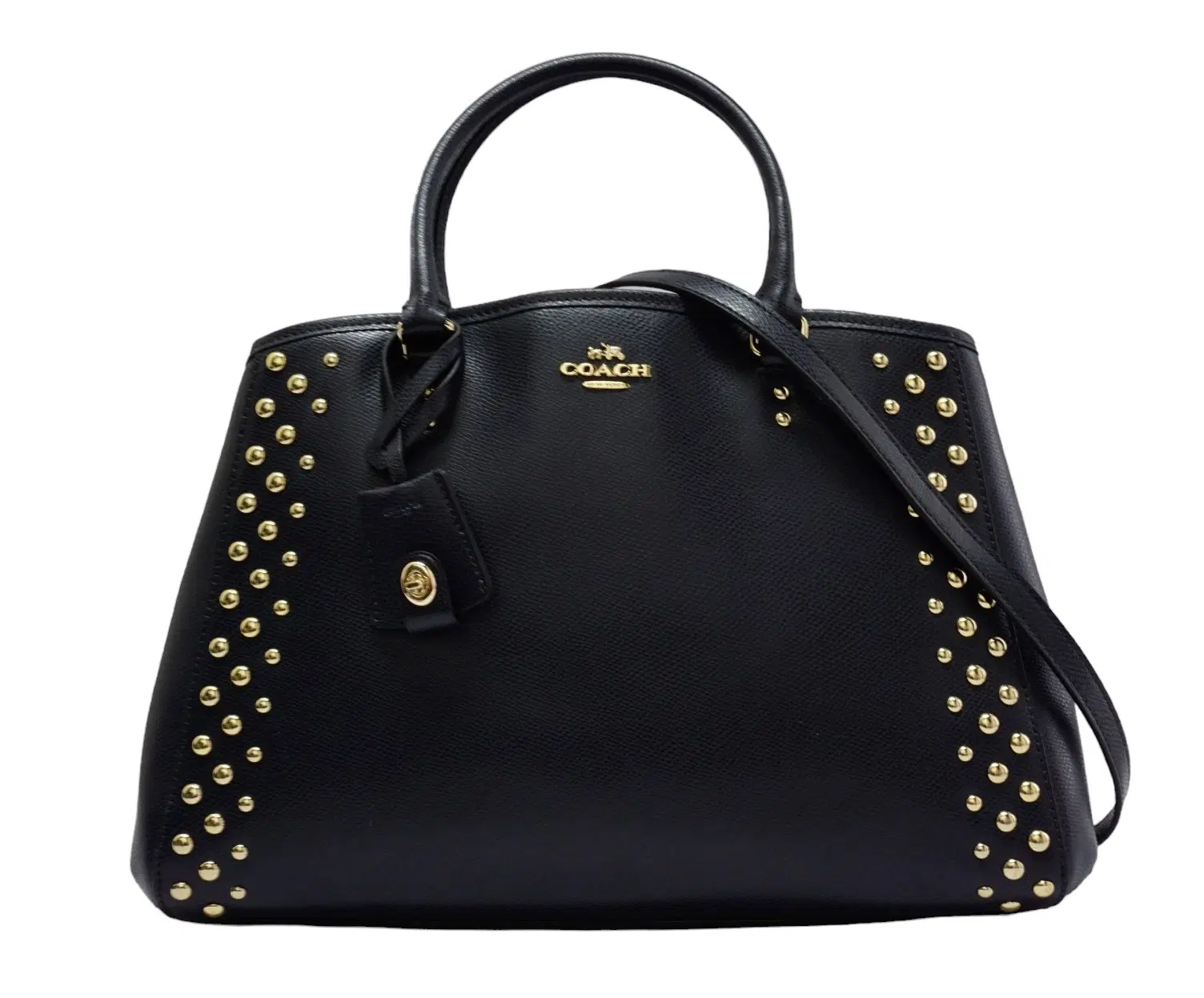 Coach Studded Triple Compartment Margo Carryall Midnight Shoulder Bag