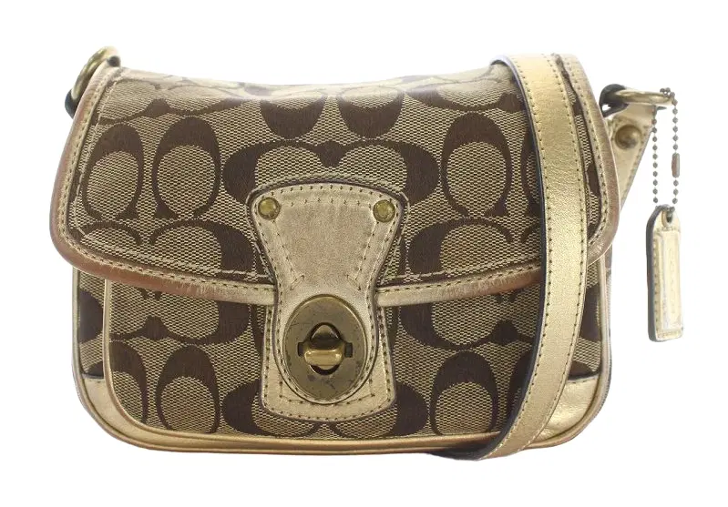 Coach Signature Penny Flap Khakhi Gold Bag