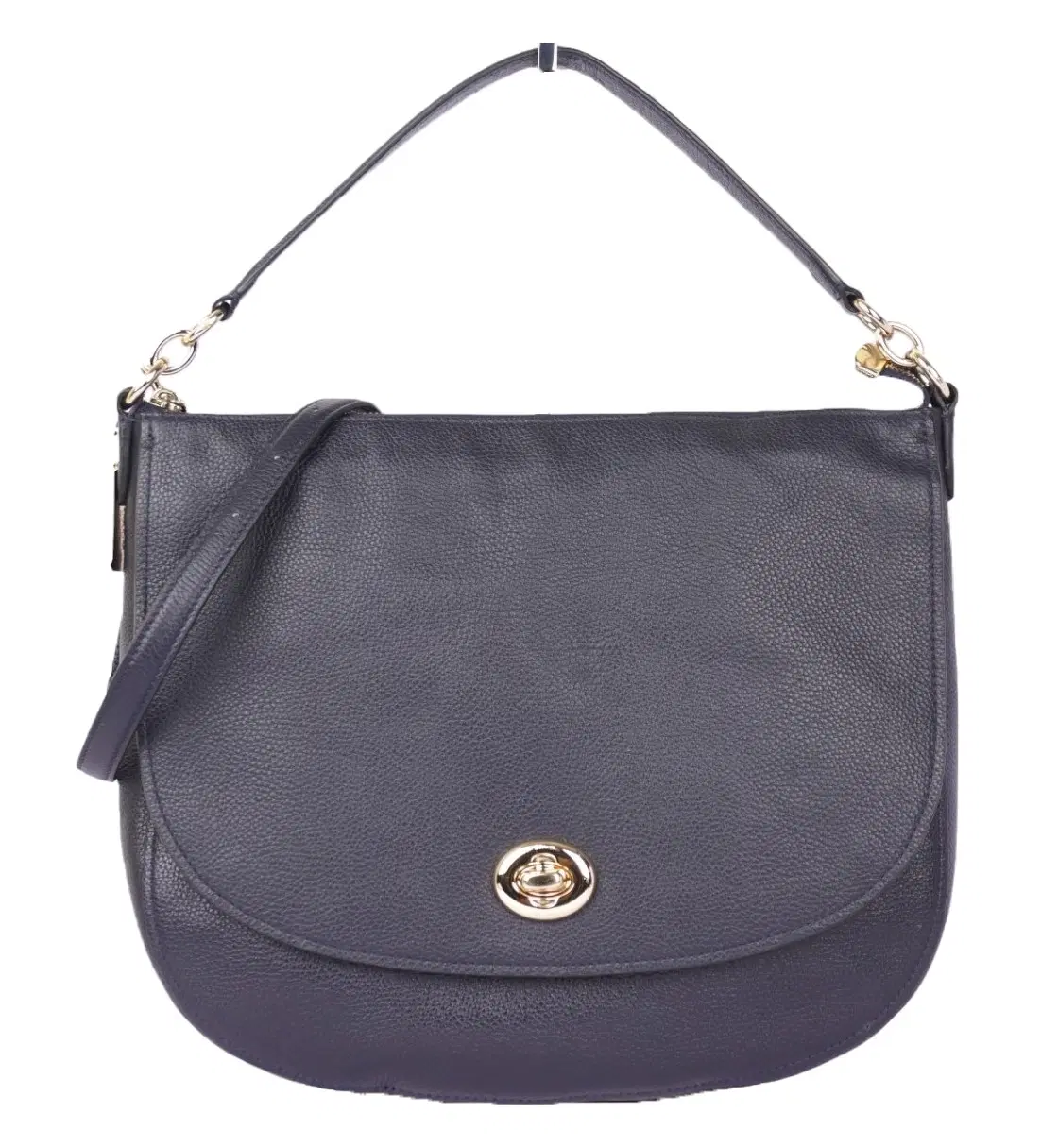 Coach Saddle Turnlock Leather Hobo Crossbody Bag