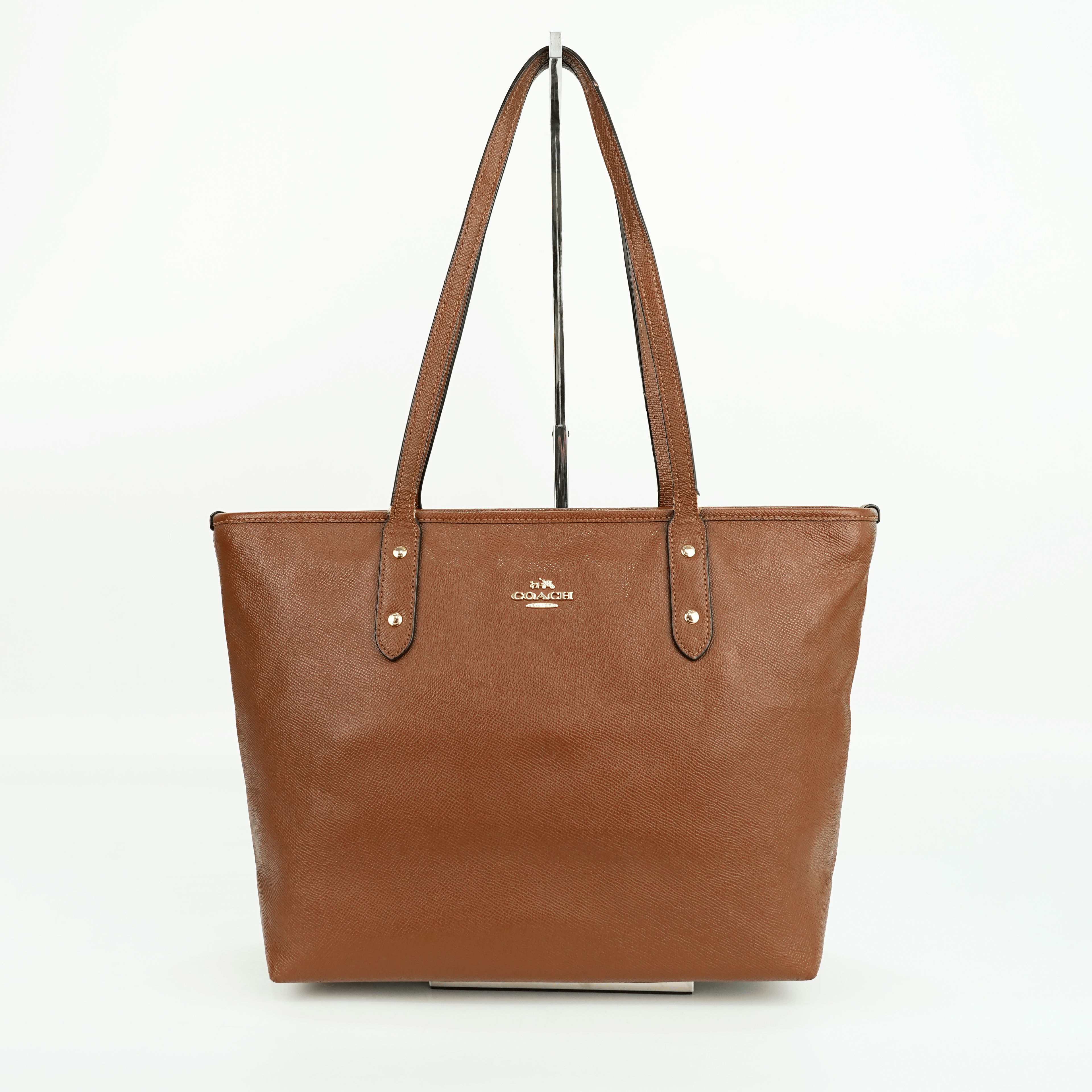 Coach City Zip Tote Bag in Brown Crossgrain Leather