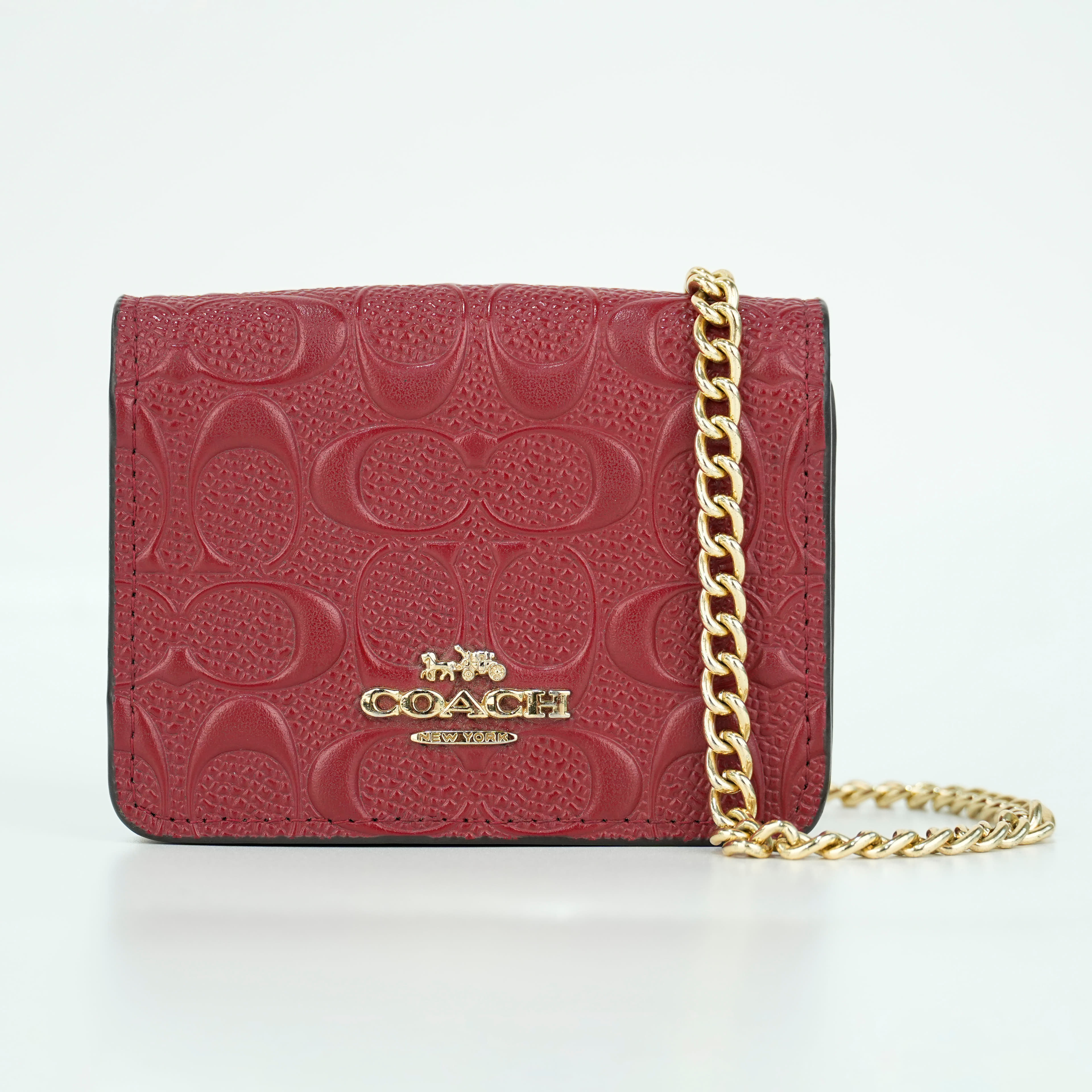 Coach Mini Wallet on a Chain in Signature Leather