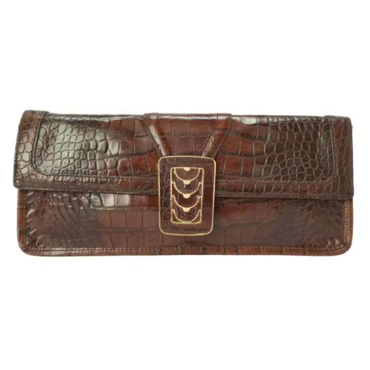 Cole Haan Croc Embossed Leather Clutch-Hover-Image