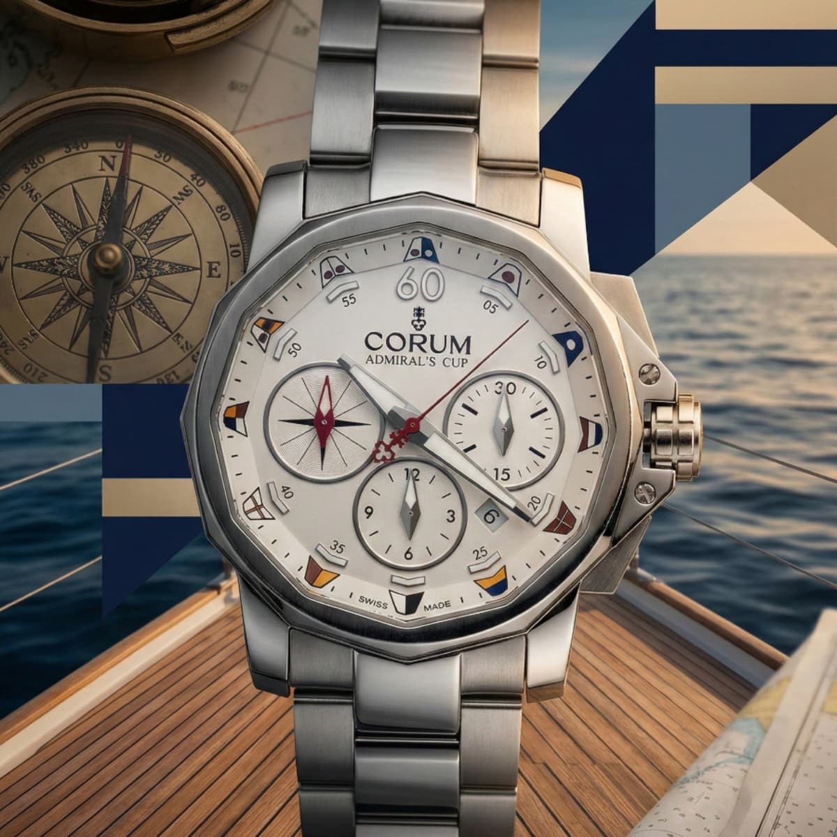 Corum Admiral Cup Challenger Chronograph White Dial Watch