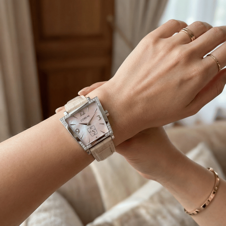 Corum Trapeze 38 MM Pink MOP Dial Steel Ladies Quartz Watch-Hover-Image