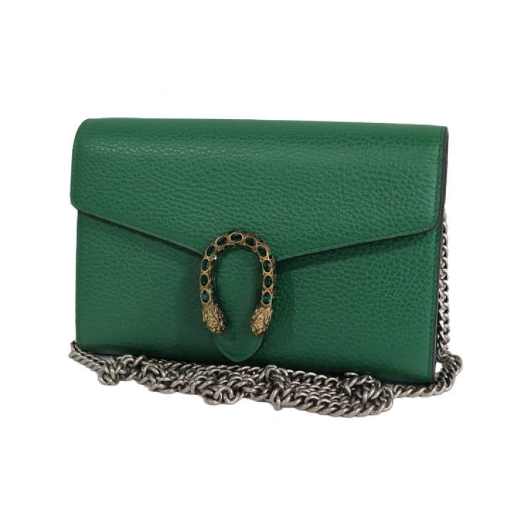 Dionysus leather mini chain bag in Green Leather | GUCCI® SI