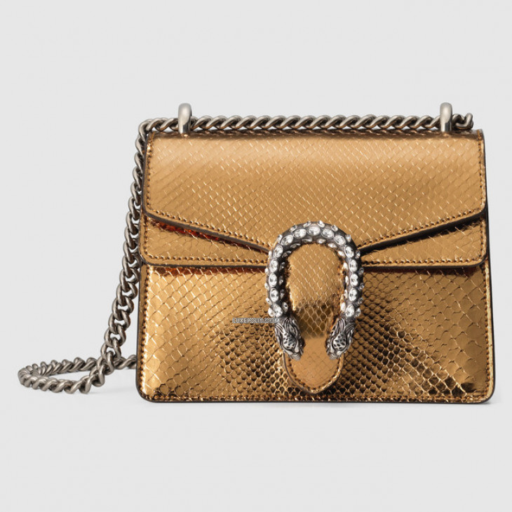 Buy Brand New & Pre-Owned Gucci Dionysus Python Mini Shoulder Bag, Metallic  Gold Online 