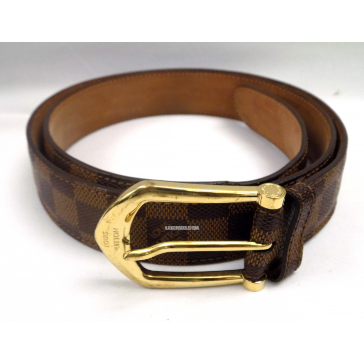 Louis Vuitton Damier ebene belt with gold block buckle size 34