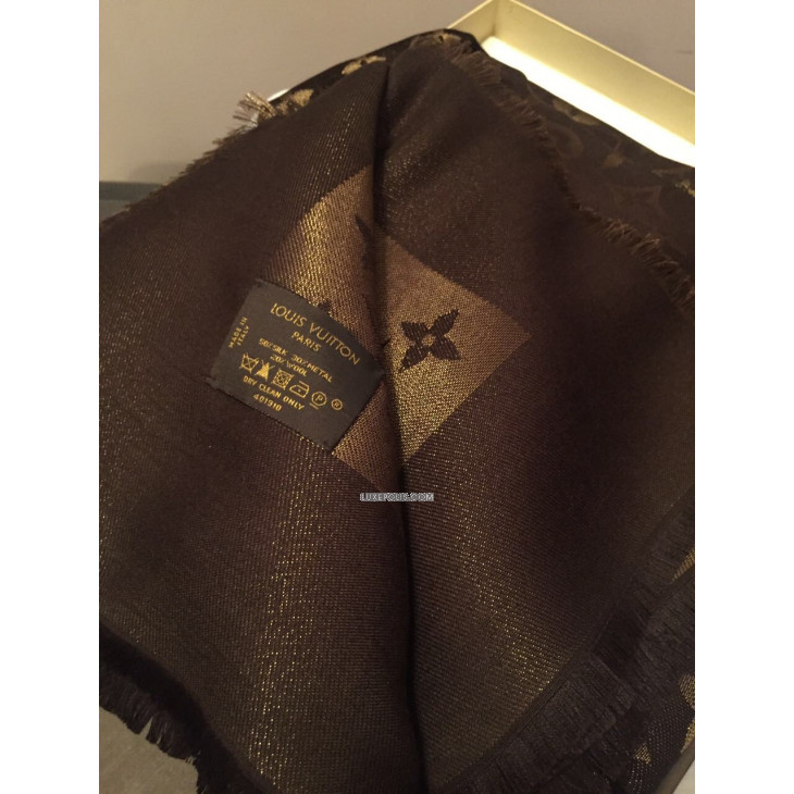 Louis Vuitton Brown and Gold Monogram Shine Shawl ○ Labellov ○ Buy and Sell  Authentic Luxury