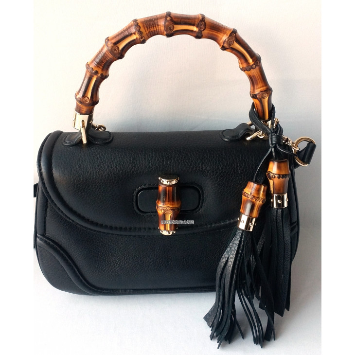 Bamboo Top Handle Leather Bag