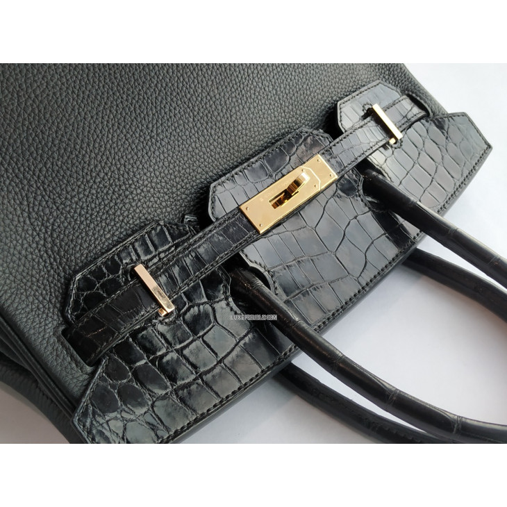 Buy Pre-owned & Brand new Luxury Hermes Birkin Touch 30 Black Crocodile /  Togo Leather Bag Online