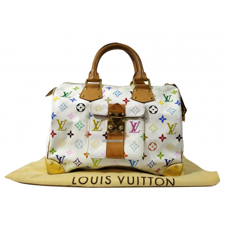 Vintage Louis Vuitton White Multicolor Speedy 30 Bag SP0094 042123