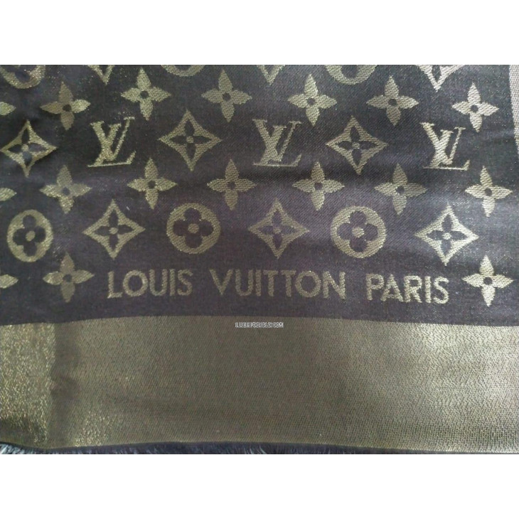 Louis Vuitton Brown And Gold Monogram Logomania Shine Scarf