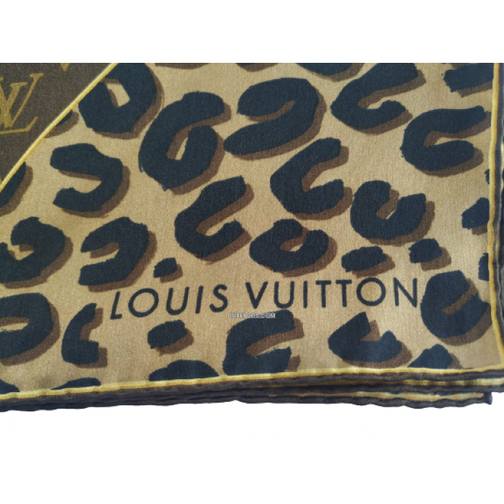 LOUIS VUITTON Silk Leopard Monogram Square Scarf 1120565