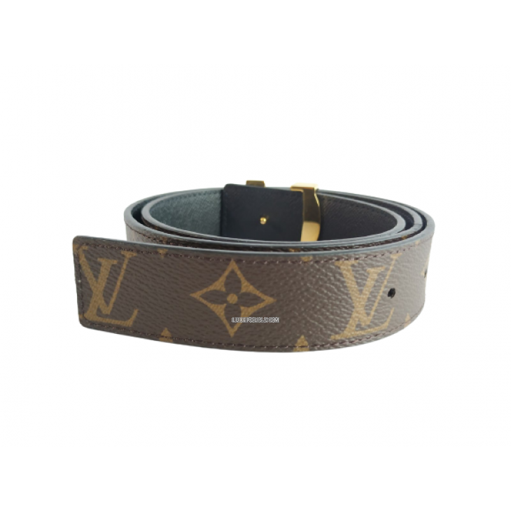 Louis Vuitton Lv Initiales Monogram Belt With Gold Buckle