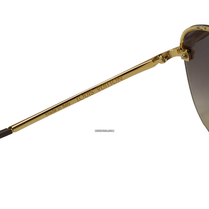 Louis Vuitton Clockwise Sunglasses Gold Monogram Metal. Size W