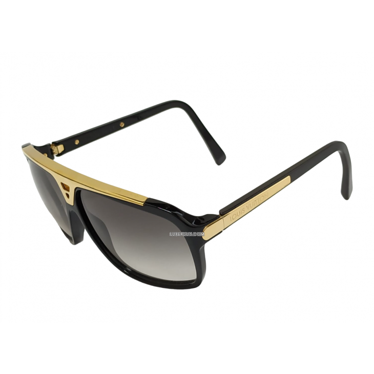 LOUIS VUITTON LV Evidence Sunglasses Z0350W Black Gold Sunglasses