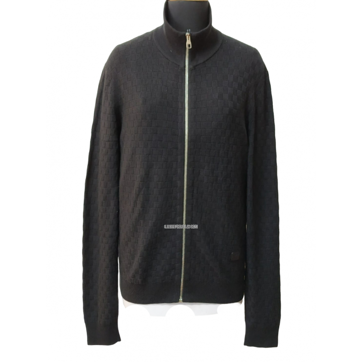 Louis Vuitton Lvse Damier Signature Zip-Through Cardigan, Black, XL