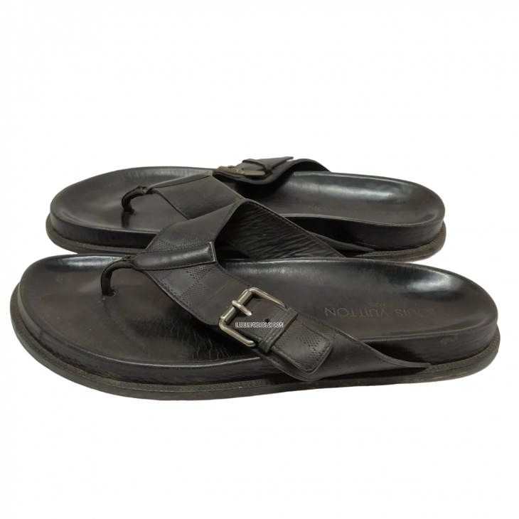 Leather sandals Louis Vuitton Black size 7.5 UK in Leather - 29784211