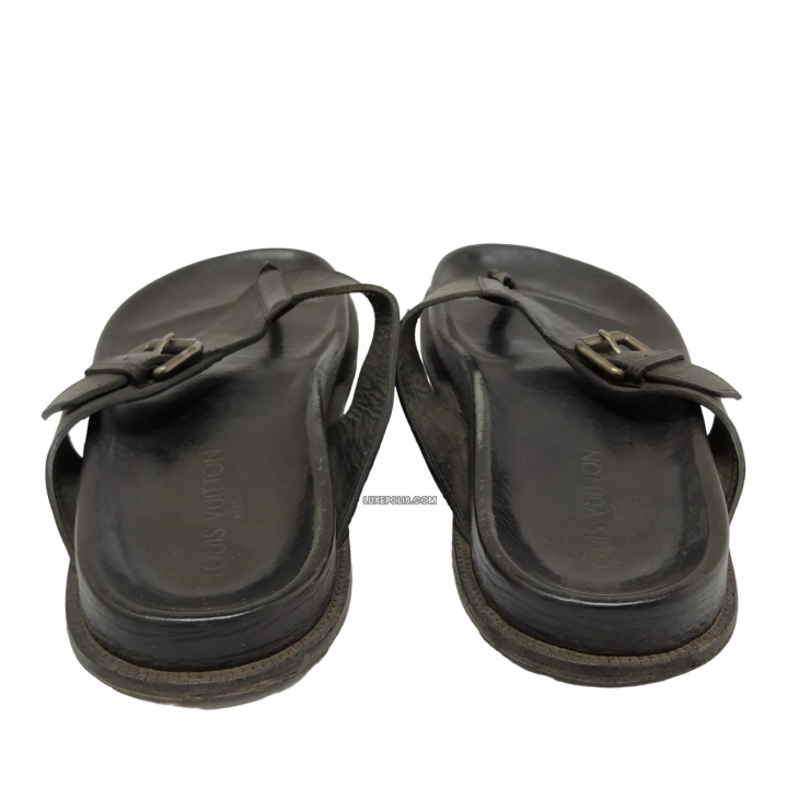 Leather sandals Louis Vuitton Black size 8.5 US in Leather - 35076438
