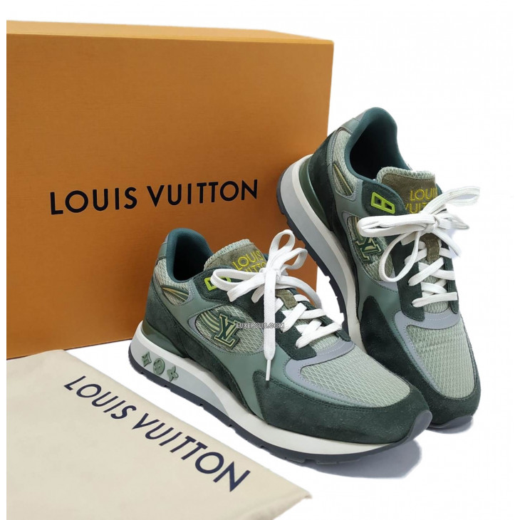 Louis Vuitton Green/White Suede, Mesh and Leather Run Away Low-Top Sneakers  Size 40 Louis Vuitton