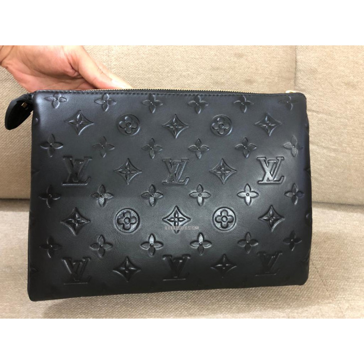 Buy Pre-owned & Brand new Luxury Louis Vuitton Black Lambskin Embossed  Monogram Coussin PM Bag Online