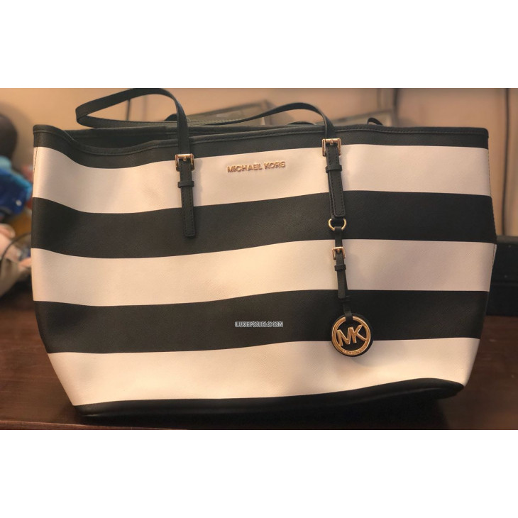 Michael Kors black and white stripes bag