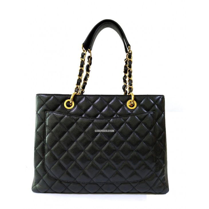 Chanel GST Black Caviar Quilted Grand Shopping Tote