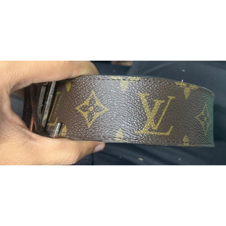 Louis Vuitton Silver Monogram Mirror Leather Initiales Belt Size