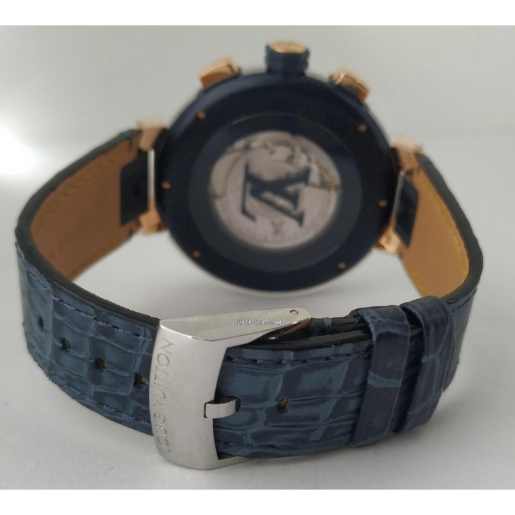 Louis Vuitton Tambour Chronograph Damier Cobalt V QA076 TO85708