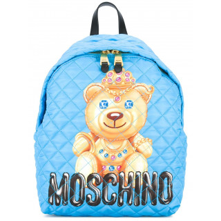 Moschino Blue Quilted Bear Backpack