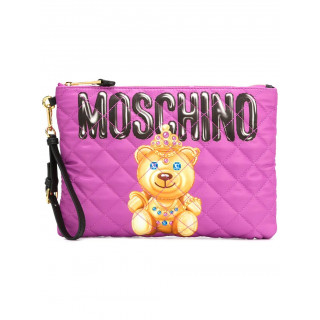Moschino Pink Crowned Bear Clutch