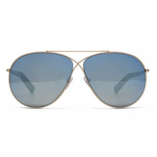 Tom Ford Eva Aviator Sunglasses in Shiny Rose Gold Blue Mirror 