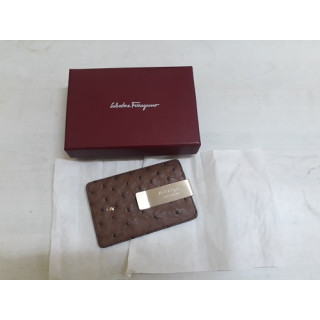 Salvatore Ferragamo Ostrich Leather Card Holder