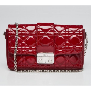 Christian Dior Red Cannage Quilted Patent Clutch