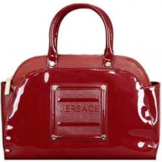 Versace Jeans Red Patent Faux Leather Bowling Handbag