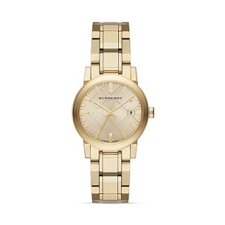 Burberry Gold-Tone Check Dial Watch, 34mm