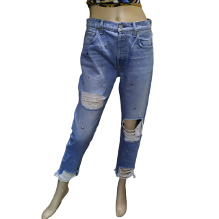 7 For All Mankind Ripped & Distressed Stud Jeans