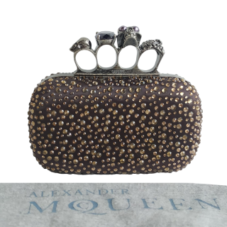 Alexander McQueen Crystal Embellished Skull Box Four Ring Clutch