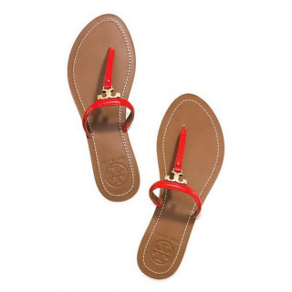 Tory Burch T Logo Red Flat Thong Sandals