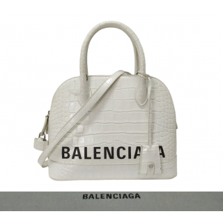 Balenciaga White Crocodile Ville Top Handle Bag