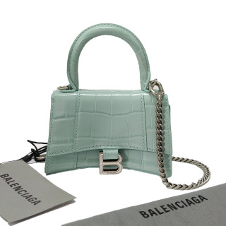 Balenciaga Womens Hourglass Mini Handbag Crocodile Embossed