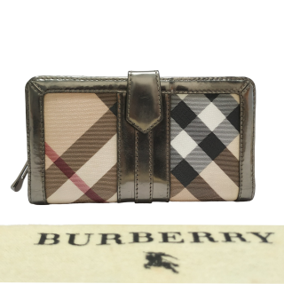Burberry Beige Nova Check Coated And Leather D-Ring Continental Wallet