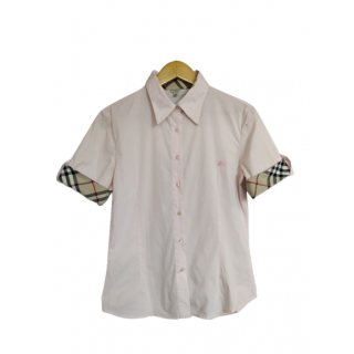 Burberry White Check Half Sleeves Shirt